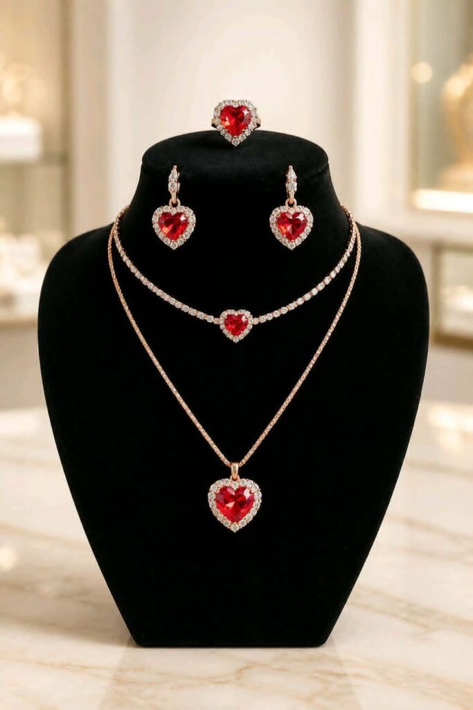 Schmuckset mit Herzsujet